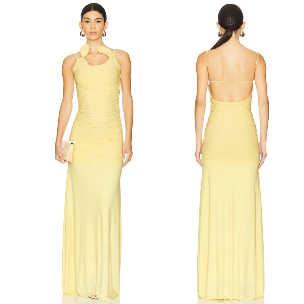 Deme by Gabriella Estelle Maxi Dress in Butter Light Yellow Formal Gown XS
